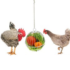 Chicken Vegetable Feeder Treat Ball Hanging Toy Foraging Coop Hens Supply