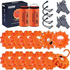 12 Pack LED Road Flare Rechargeable 9 Flash Modes Emergency Car Kit Roadside Saf