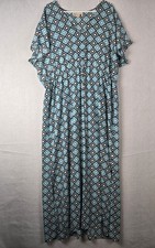 Mickael Kors Dress Geometric Maxi Size 2X Polyester Blue Black