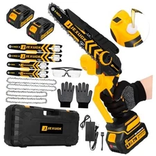 Brushless Mini Chainsaw, 8" & 6" Hand Held Cordless Chain Saw with 2 x 4.0Ah