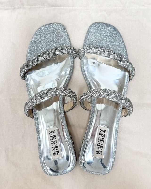 BADGLEY MISCHKA Collection Femme Crystal Slide Sandal Size 7.5M