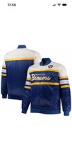 Mitchell & Ness Royal/Gold Milwaukee Brewers XL Coaches Satin Jacket $399