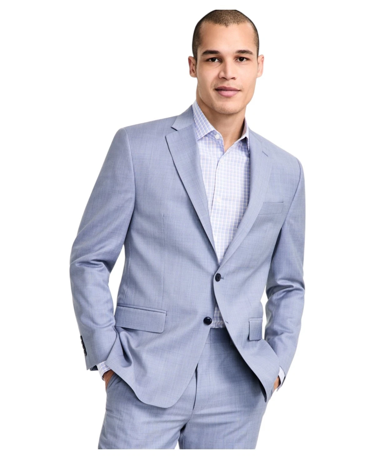 Michael Kors Mens Classic fit Suit Jacket Blazer 50 L Light Blue Solid Stretch