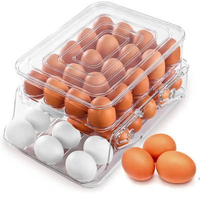 2-stufige Ei Aufbewahrungsbox Rollen Eier Halter Kühlschrank Organizer BPA-frei