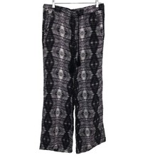 Democracy Casual Wide Leg Soft Pants Geometric Motif Drawstring Waist Size Large
