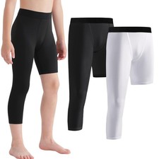 2 Pack Compression Pants Boys Youth Leggings One Leg Compression Tights for B...