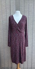 SEASALT crest dress Size 16 Soft Jersey Stretch Faux Wrap Burgundy floral ￼
