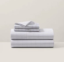 RALPH LAUREN ORGANIC TATTERSAL NAVY/WHIT 1 KING DUVET/ 4 SHEET/ 3 EURO NIP 1780