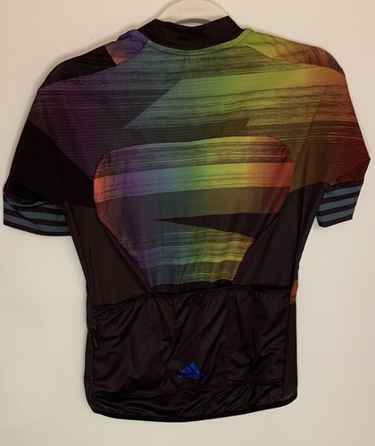 Camiseta deportiva de ciclismo Adidas Adistar Pride para mujer FJ6570 negra/azul gloria talla grande NUEVA - Imagen 6 de 6