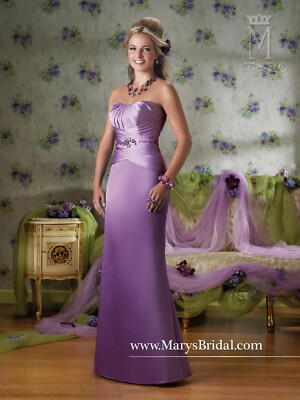 Mary's Bridals Sz 4 Lavender Strapless Satin Prom Dress Gown, Shrug &  Handbag | eBay