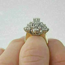 3Ct Round Cut Lab Created Diamond Cluster Engagement Ring 14K Yellow Gold Plated