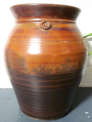 Elsa Bennattar Temoku Glasur Studiokeramik 70er/80er Jahre großer Topf/Vase