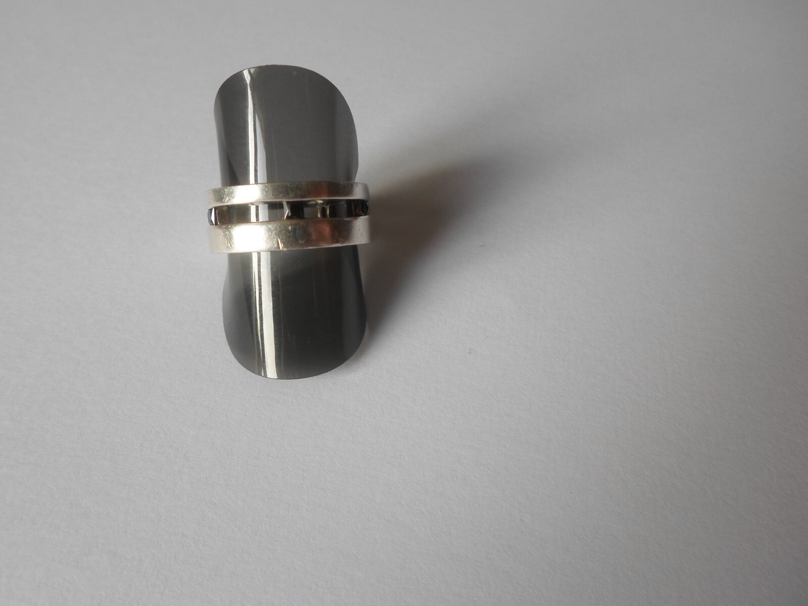 solid silver ring, openwork ring, onyx squares, s… - image 9