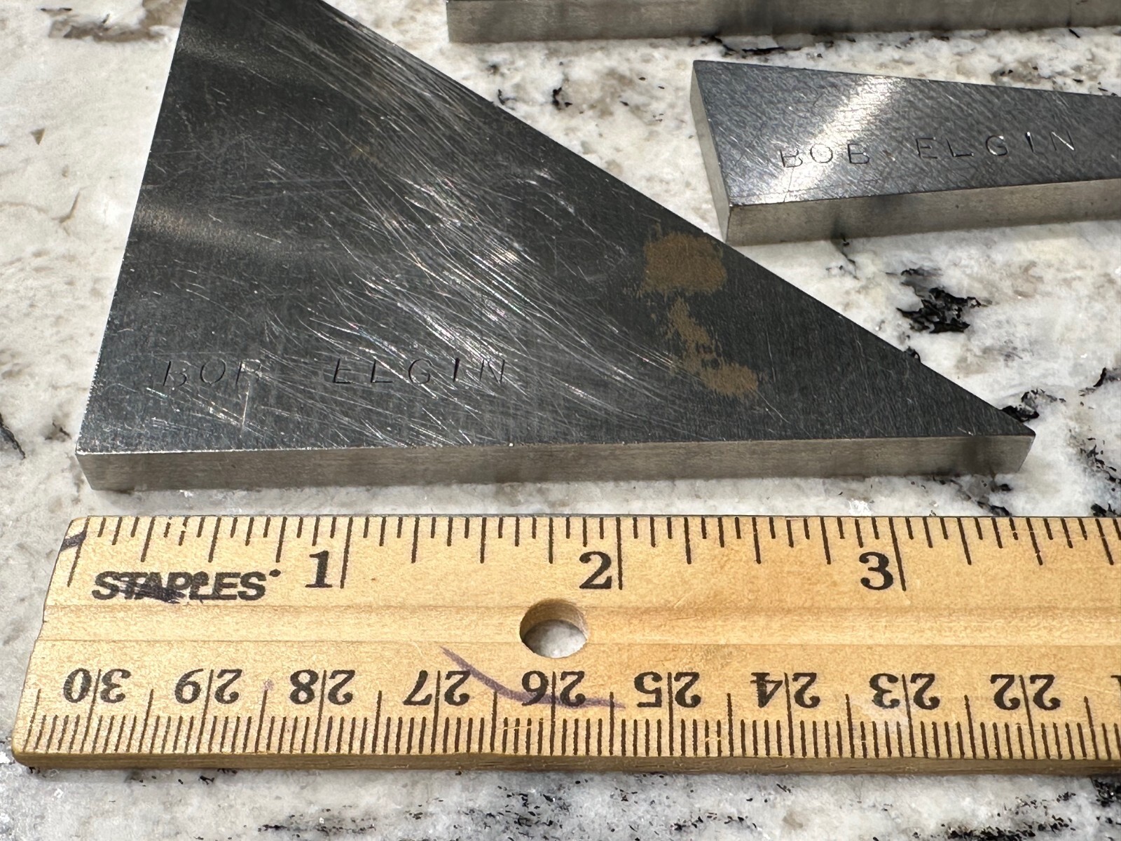 VINTAGE ANGLE BLOCK SET Marked "Bob Elgin" Lot of 3 Triangle Machinist Welding