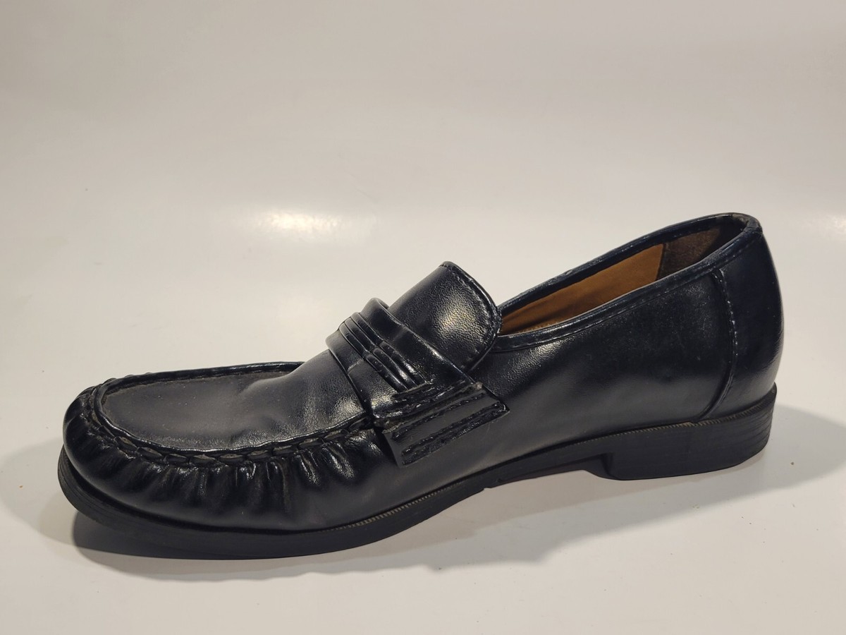 Chancellors Mens 9 Med Comfort Black Faux Leather Slip On 
