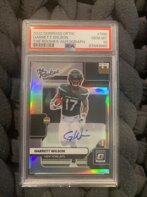 Garrett Wilson RC Auto #/99 2022 Donruss Optic The Rookies PSA 10 Pop 20 NY Jets