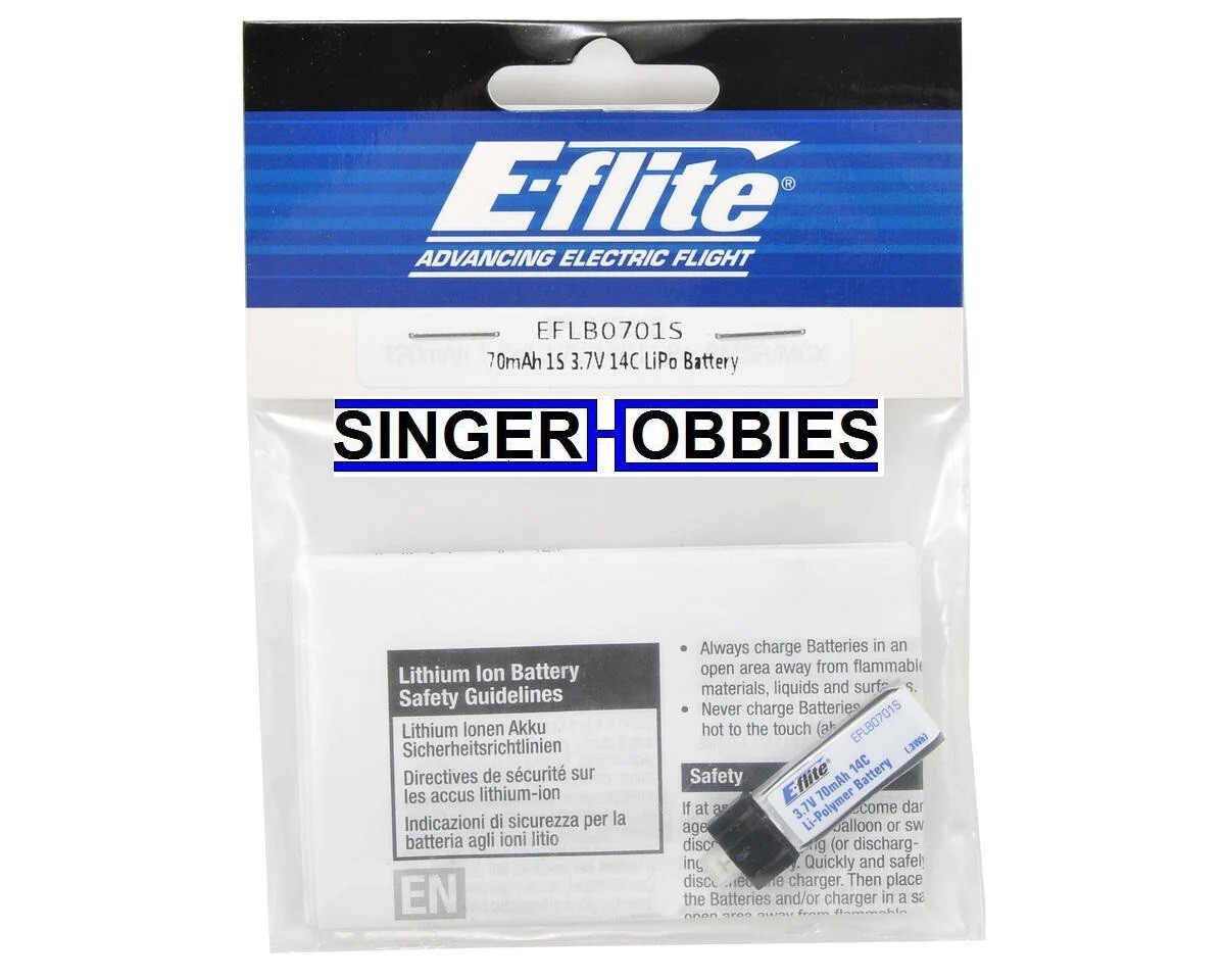 E-Flite EFLB0701S 1S LiPo Battery 14C (3.7V/70mAh) UMX SERIES HH