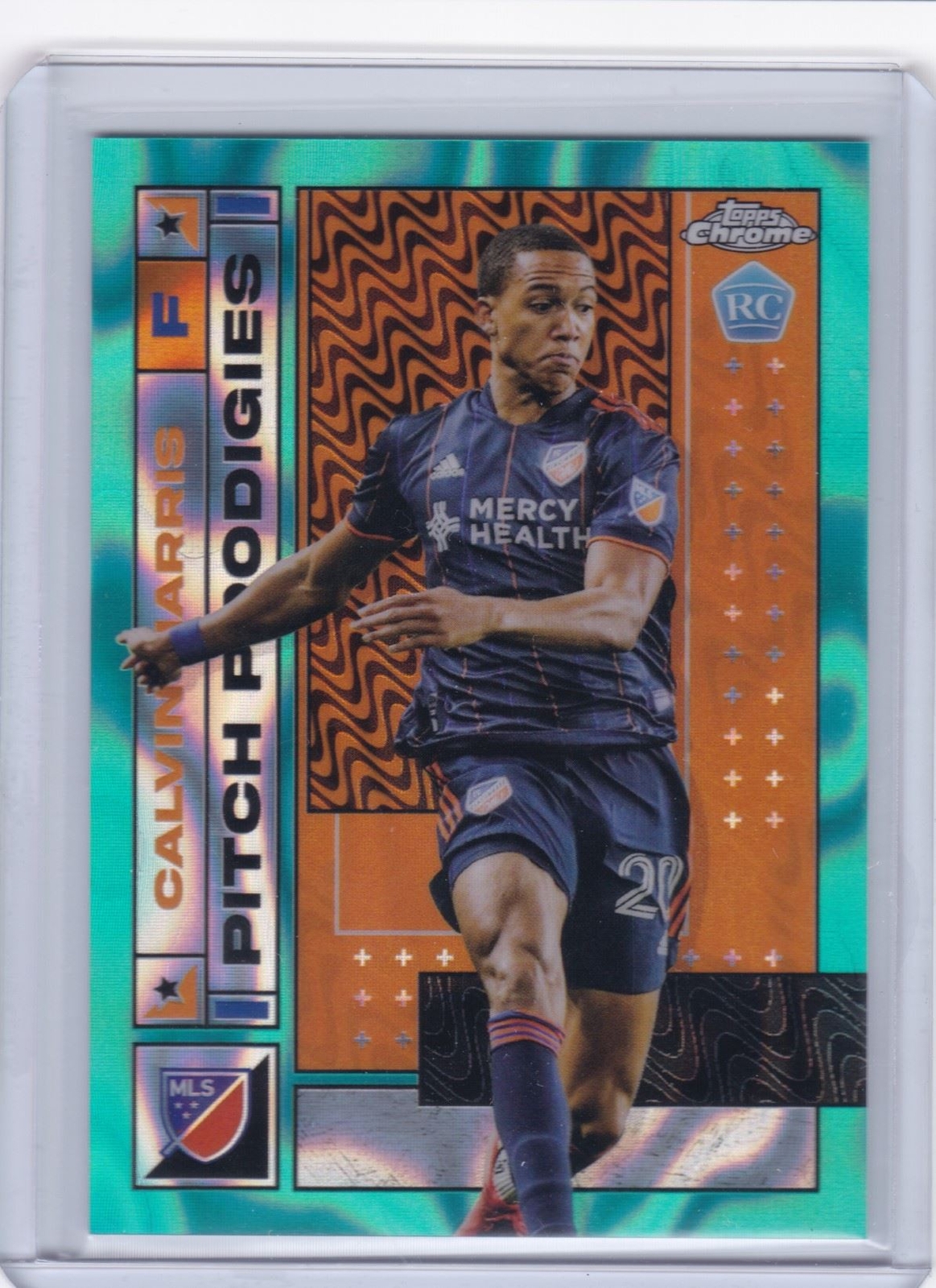 2022 Topps Chrome MLS Aqua Lava #46 Calvin Harris PP Rookie Cincinnati 255/299