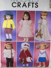 McCall's Crafts Pattern 3900 18" Doll Cloths dress cheerleader coat Uncut FFold