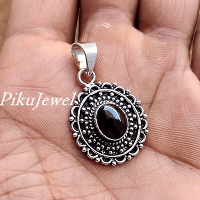 Bijoux de festival pendentif ovale en argent sterling 925 grenat grenat du Mo... - Photo 1/4