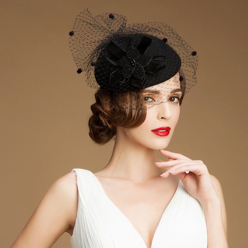 A052 Ladies vintage style Felt Wool Fascinator Cocktail Cheltenham Fesitval Hat