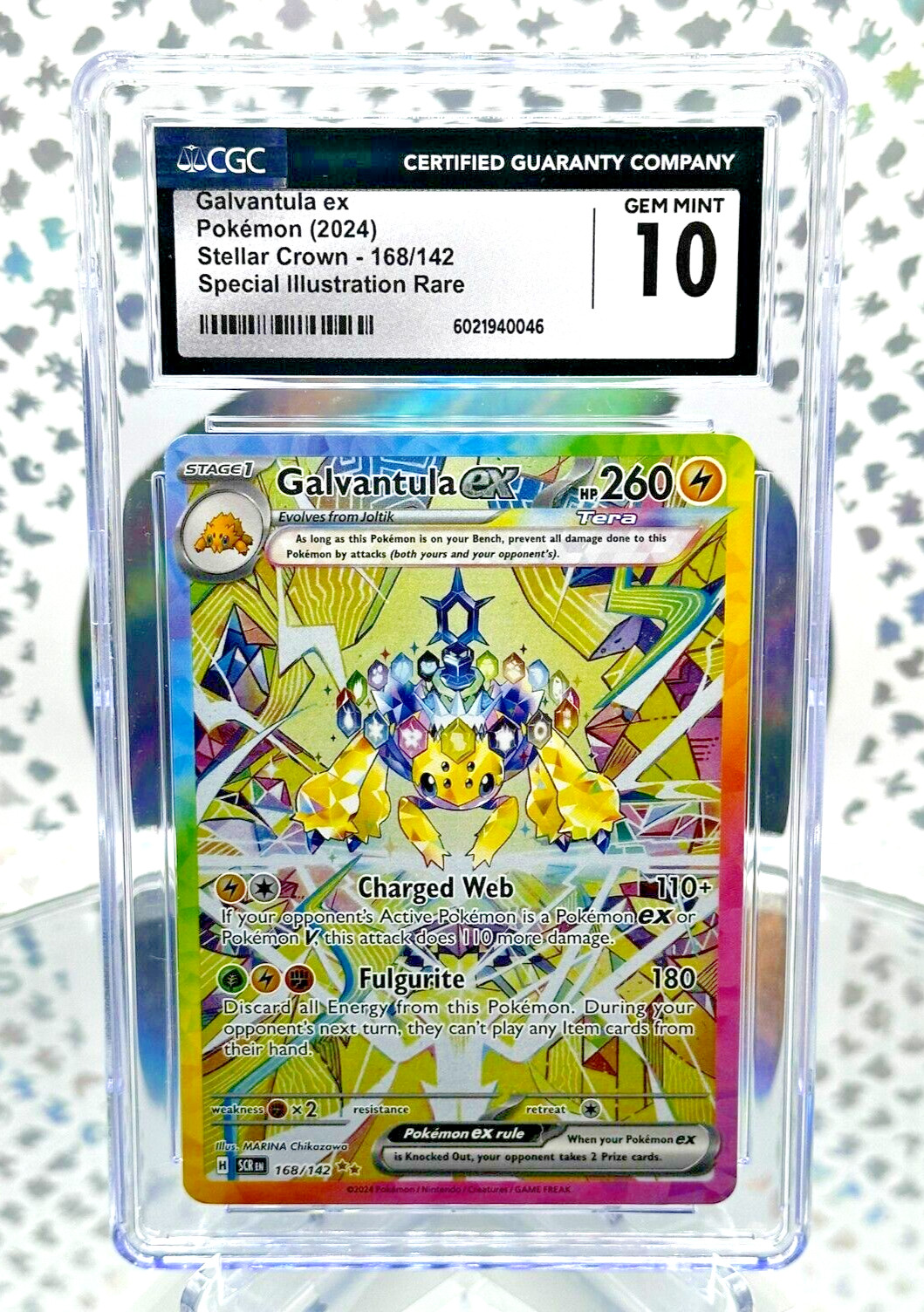 CGC 10 Galvantula EX 168/142 Stellar Crown Secret Illustration Rare Pokemon Card