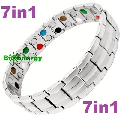 TITAN STAHL GERMANIUM Magnet Energie Armband Power Bracelet Bio 7in1 Bio