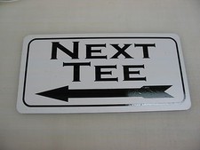 NEXT TEE Metal Sign w/ LEFT Arrow vintage Style for golf Green Box or Cart Path