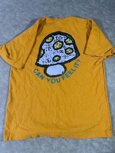 Obey Mens Can You Feel It Graphic T Shirt Crewneck Short Sleeve Yellow Medium - Picture 2 of 7