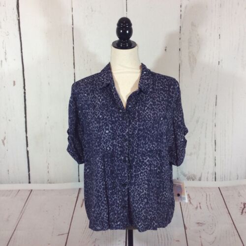 LuLaRoe Amy Dolman Oberteil Bluse mit Knopfleiste Größe Small dunkelblau Ärmelmanschetten