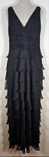 Patra Black Tiered Chiffon Dress Size 8 Sleeveless Long Length Prom Dress