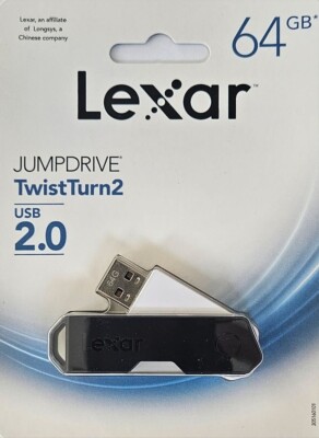Lexar JumpDrive TwistTurn USB 2.0 Flash Drive 64GB New Sealed set of 2 Drives