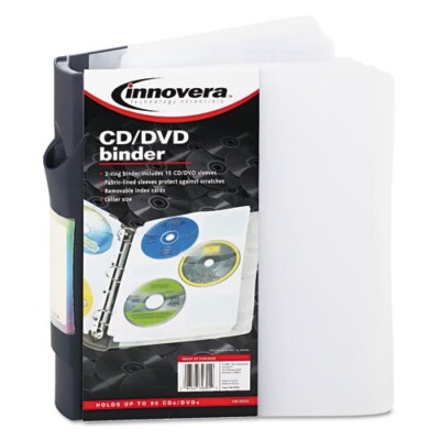 CD/DVD 2'' 3 Ring Binder Refillable Holds 90 Discs Midnight Blue/Clear - New!