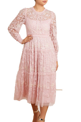 Needle & Thread UK8 US4 EMILANA midi DRESS pink party boho wedding guest size 8