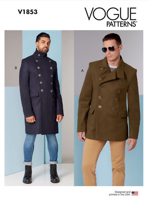 Vogue V1853 Sewing Pattern Men's Fitted Lined Coat Size MUU (34-36-38-40) UNCUT