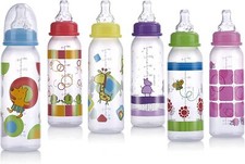 Nuby Non-Drip 3-Stage Wide Neck Bottle to Cup, 8 Ounce Red/Blue/Green