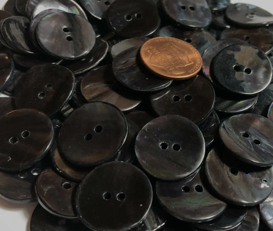 6 PC ONLY Curved VERY DARK Brown Natural Mussel Shell Buttons 19mm 3/4" 11684 - Image 3 of 4