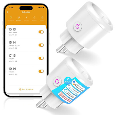 SURFOU WLAN Steckdose mit Strommessgerät, 1Packung enthält 2 Stück