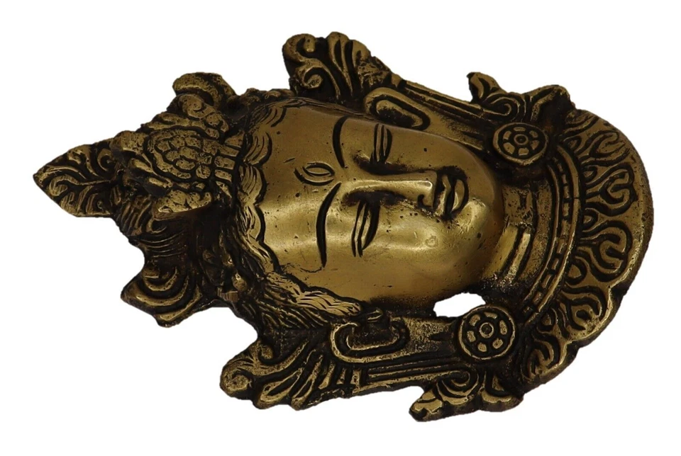 Máscara colgante de pared Tara diosa budista tibetana de latón hecha a mano figura estatua Foto 4 de 4