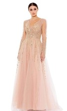 798 MAC DUGGAL EMBELLISHED V NECK LONG SLEEVE A LINE GOWN STYLE 20295 SZ 8