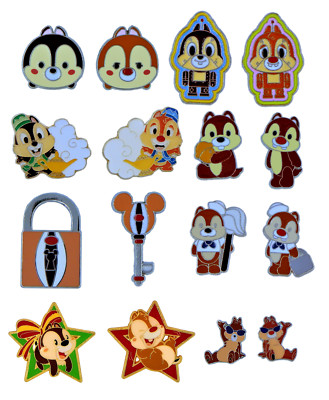 Chip & Dale Twin Theme 6 Pin Set Randomly Assorted Disney Trading Pins Brand New