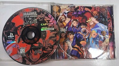 Marvel Super Heroes Vs Street Fighter Playstation 1 PS1 Game Disc and Artwork