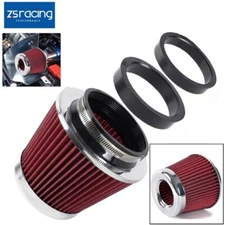 Red 3"/3.5"/4" High Flow Inlet Dry Air Filter Cold Air Intake Cone Replacement