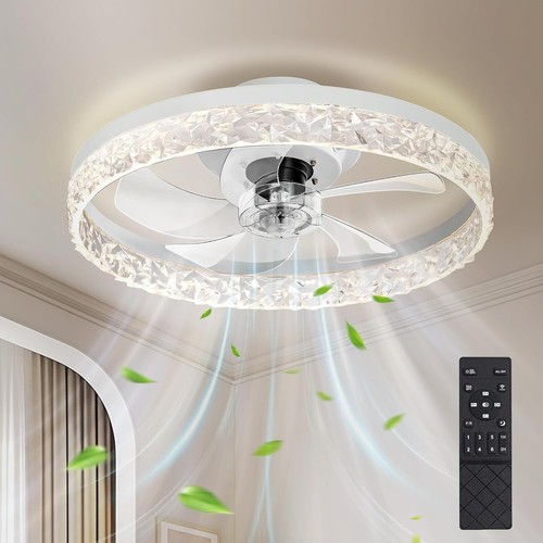 Modern Fan Lights Flush Mount LED Ceiling Light kit With Remote APP Control