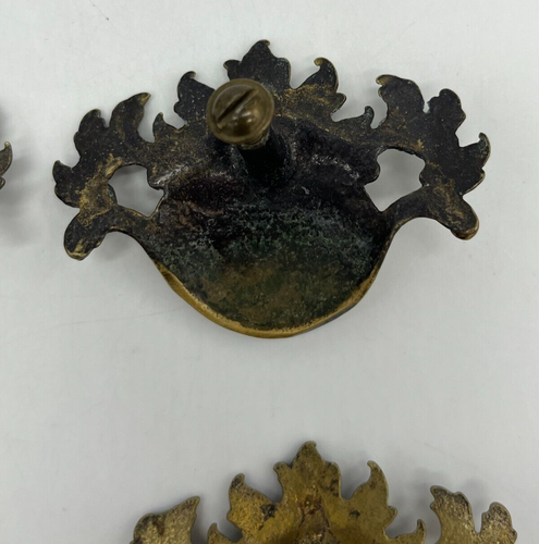 Set of 7 Ornate Victorian Era Antique Brass Drawer Bin Pulls Handles Baroque? - Picture 13 of 17