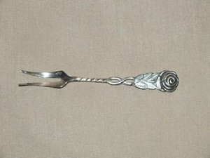 Beautiful Silver Rose Leaf Pattern Pickle Fork Made in Sweden