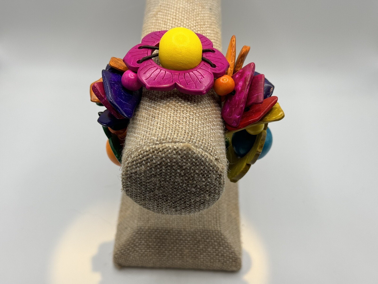 Wooden Flower Beaded Boho Stretch Bracelet Handmade Cruise Beach Gift Unique-image