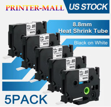 5PK HSe-221 Heat Shrink Tube Label Tape White For Brother PT-E500 8.8mm 0.34"