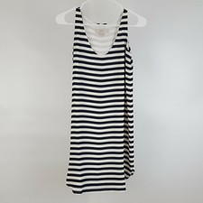 LOFT Sleeveless Short Shift Dress Petite Size XSP Striped Navy Blue & White