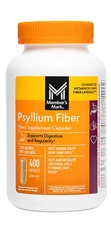 Member Mark Fiber Capsules 100% Natural Psyllium Husk, 400 Capsules Each Bottle